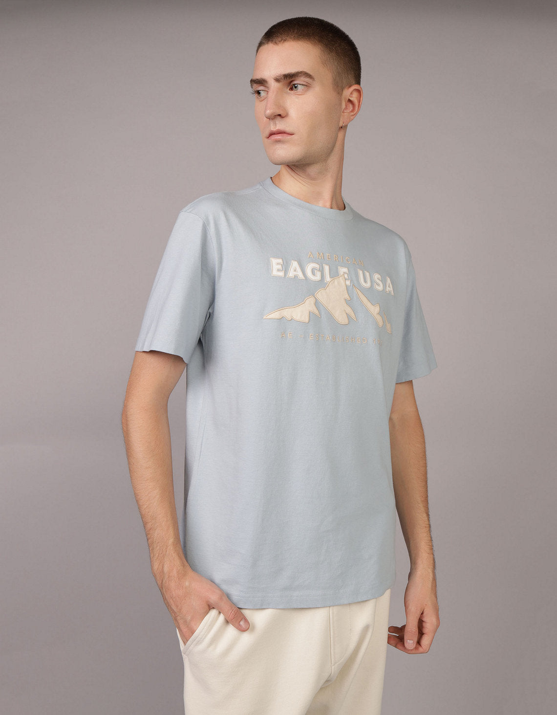 Camiseta con Gráfico Manga Corta Hombre Ae - Azul 0181_4010_401_of