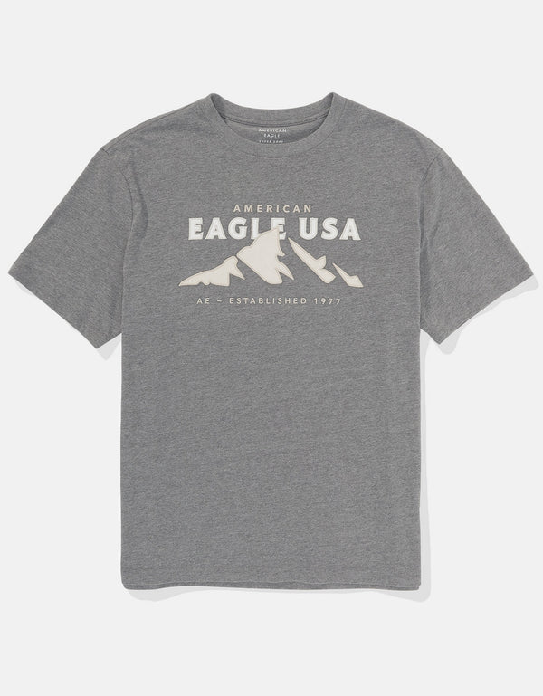 Camiseta con Gráfico Manga Corta Hombre Ae - Gris