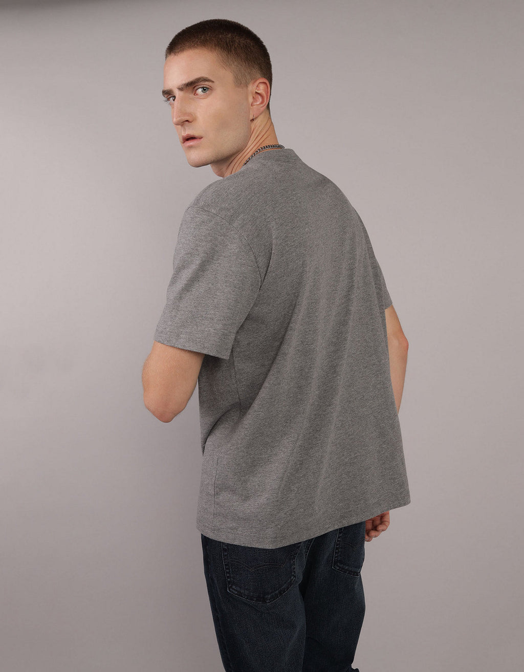 Camiseta con Gráfico Manga Corta Hombre Ae - Gris 0181_4011_006_ob