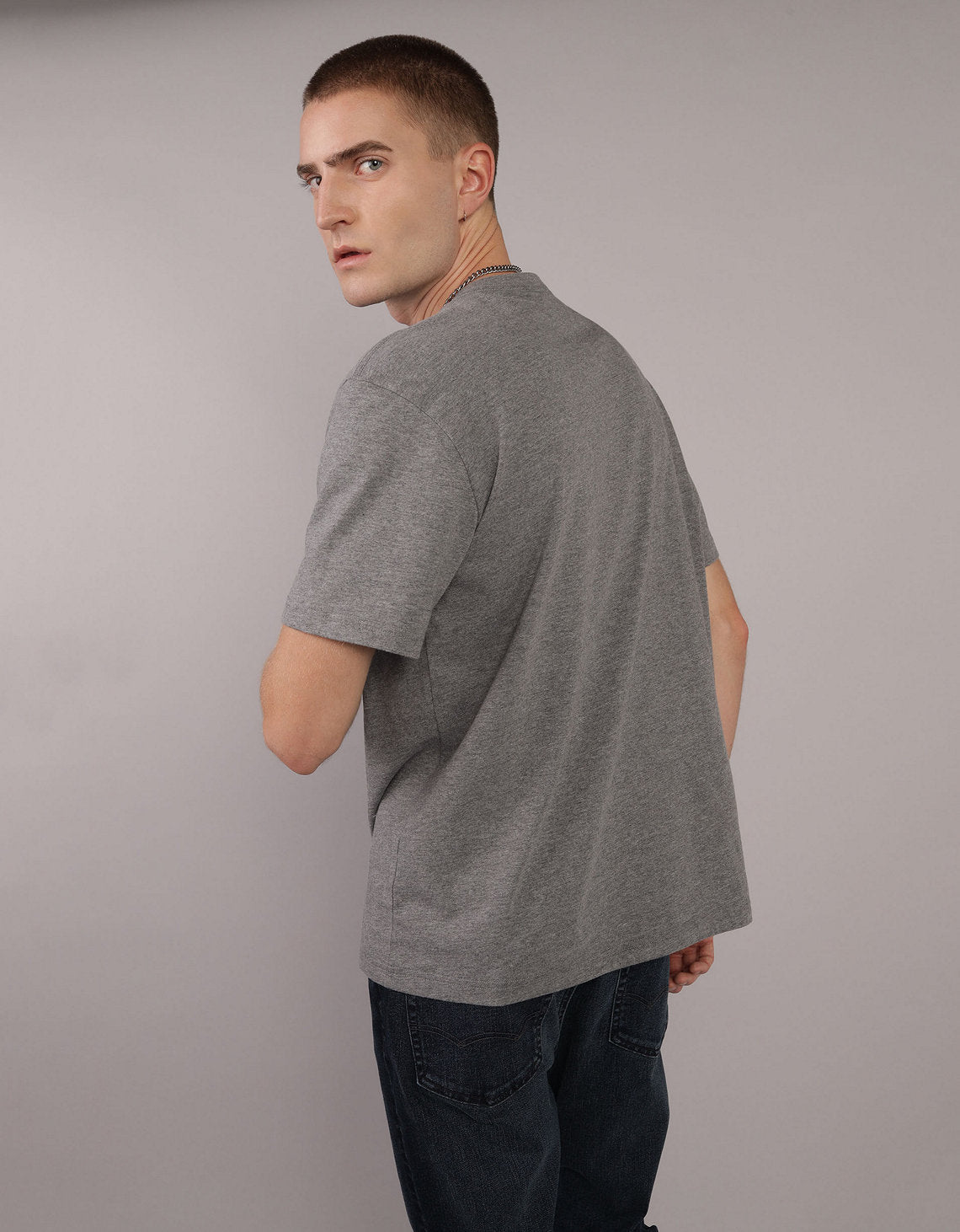 Camiseta con Gráfico Manga Corta Hombre Ae - Gris 0181_4011_006_ob