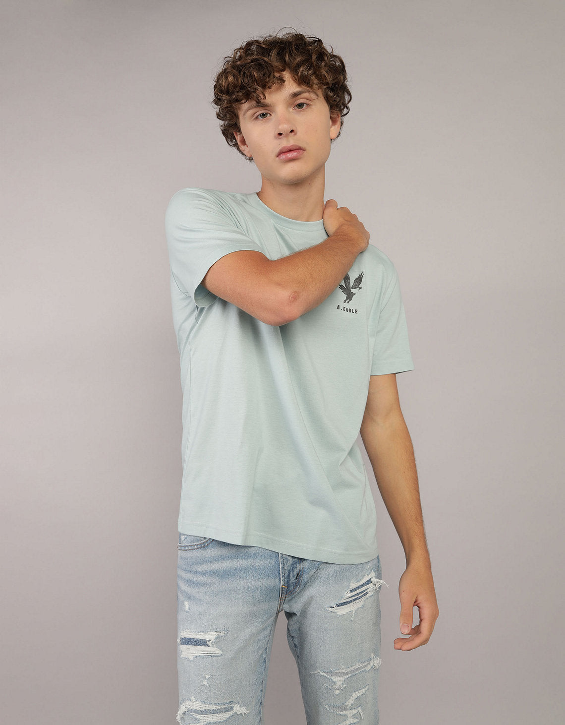 Camiseta manga corta con gráfico de hombre AE - Azul 0181_4290_401_of