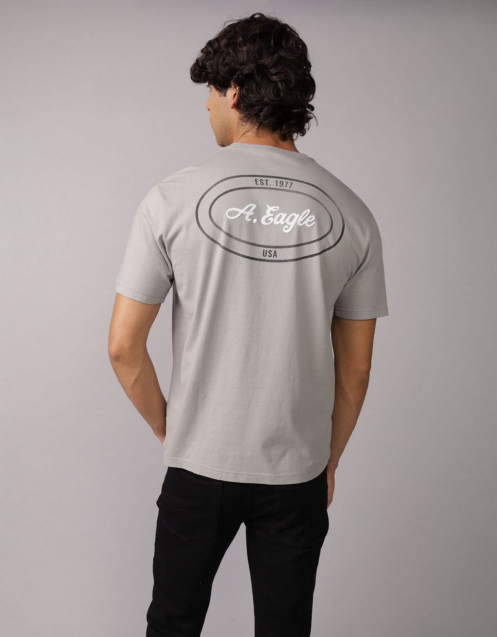 Camiseta Gráfica con Logotipo Elevado Ae - Gris 0181_4423_020_ob