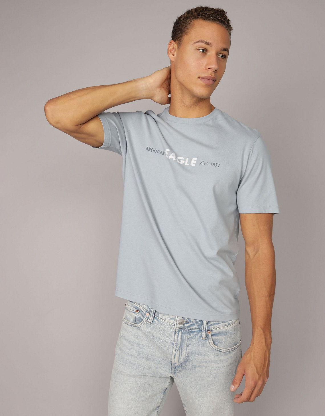 Camiseta Gráfica con Logotipo Elevado Ae - Azul 0181_4423_452_of