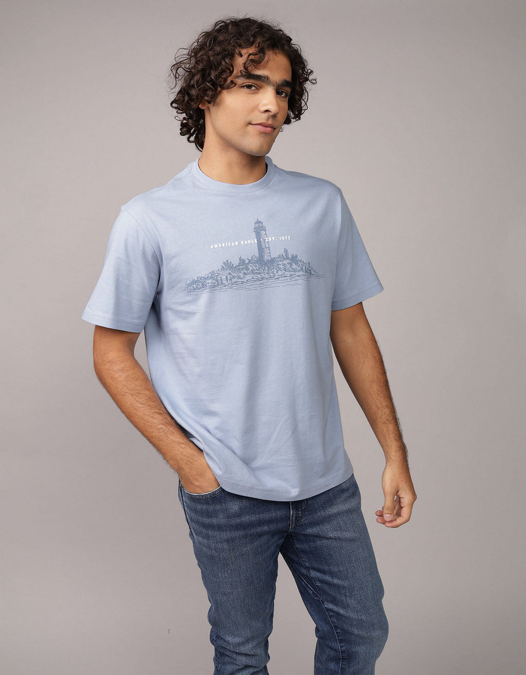 Camiseta con Gráfico Ae - Azul 0181_4600_401_of