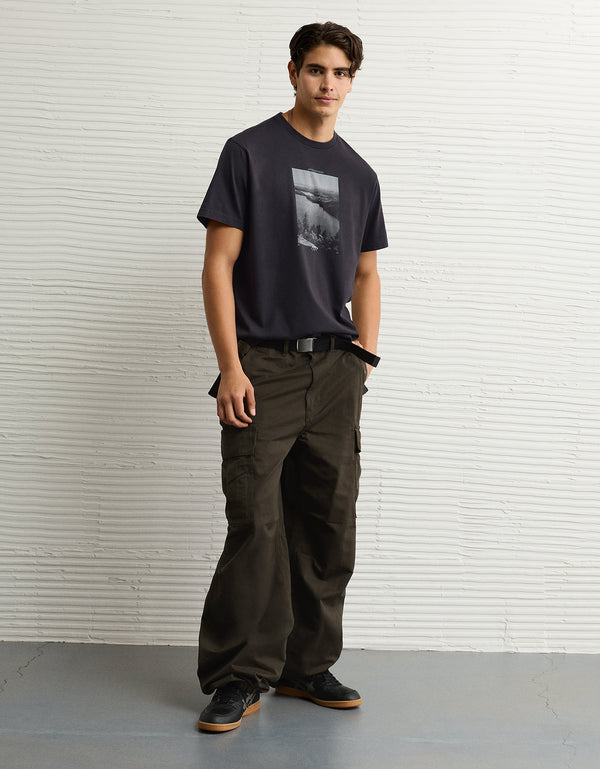 Camiseta con Gráfico Ae - Negro Decolorado