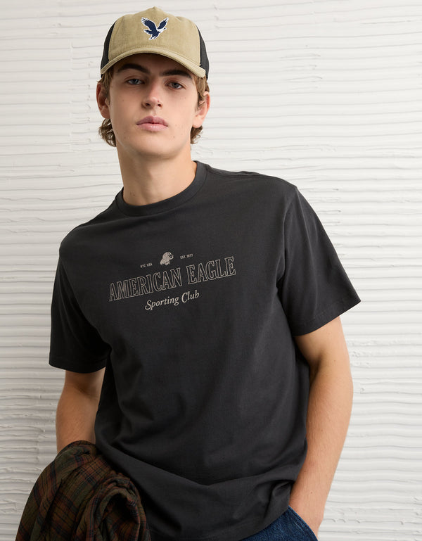 Camiseta Gráfica con Logo Ae - Negro