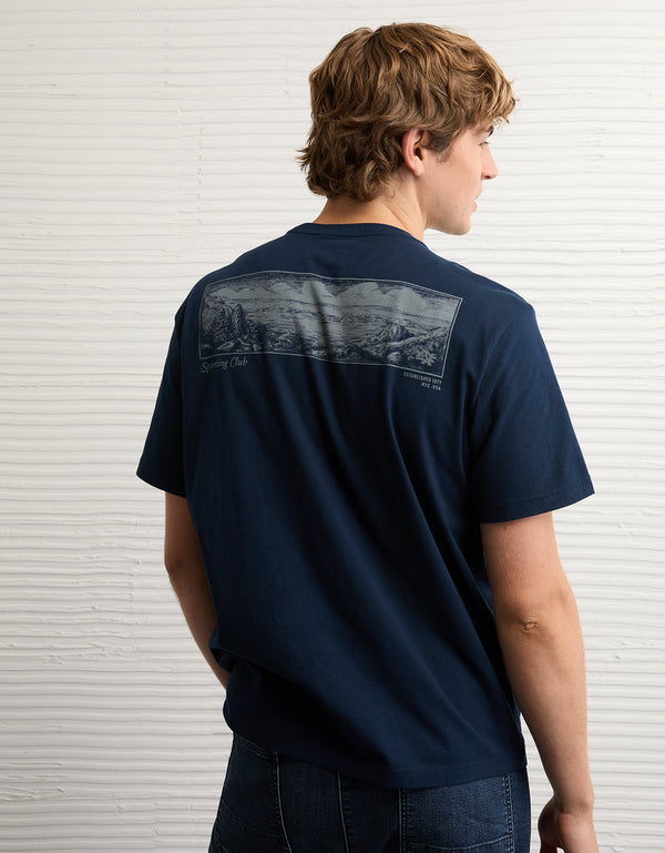 Camiseta Gráfica con Logo Ae - Azul