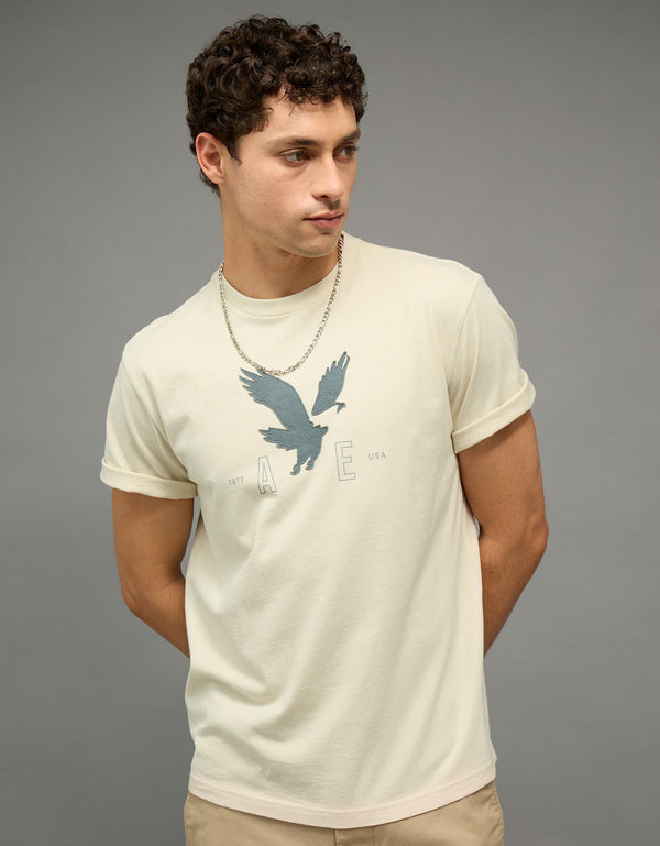 Camiseta Gráfica con Logo Ae - Caqui