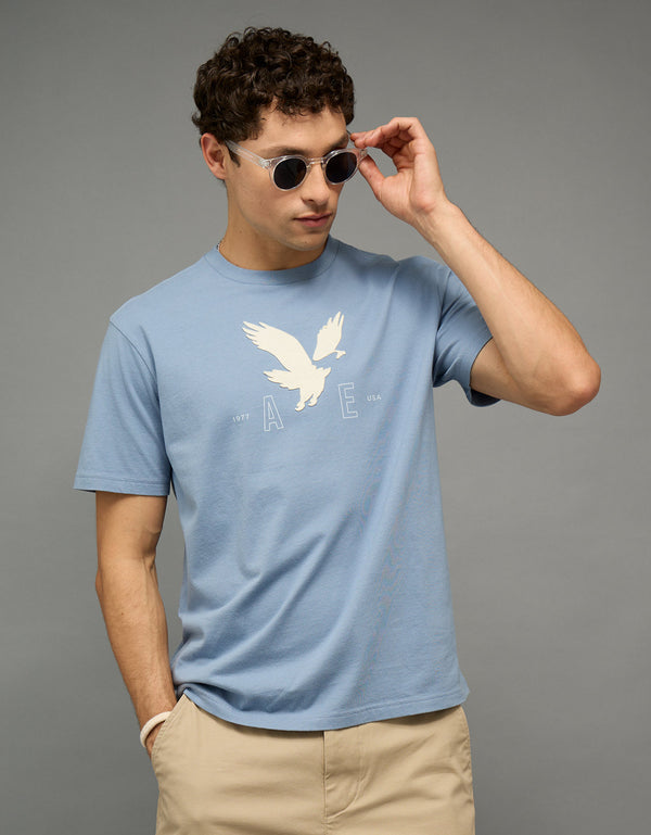 Camiseta Gráfica con Logo Ae - Azul