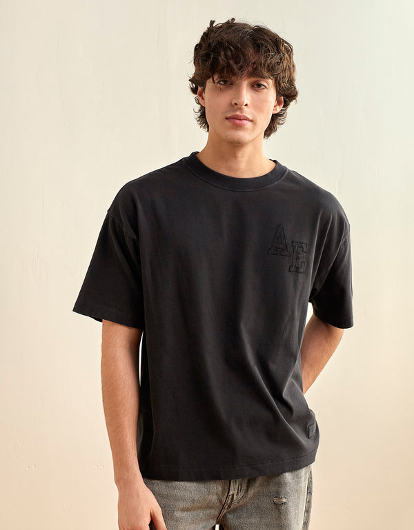 Camiseta Gráfica con Logo Ae Relaxed - Negro