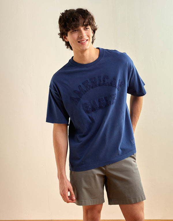 Camiseta Gráfica con Logo Ae Relaxed - Azul