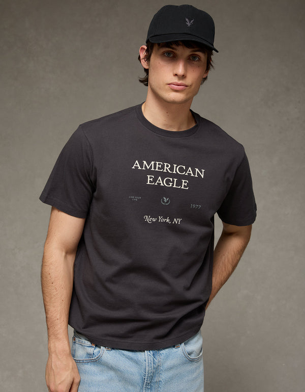 Camiseta Gráfica con Logo Ae - Gris