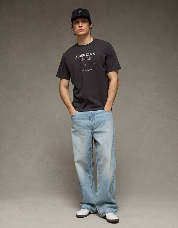 Camiseta Gráfica con Logo Ae - Gris