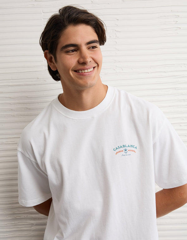 Camiseta Gráfica de Destino Boxy Ae - Blanco