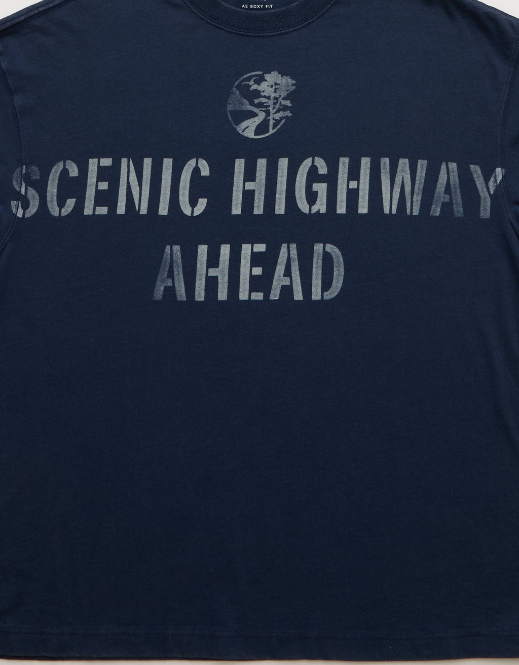 Camiseta Gráfica de Destino Boxy Ae - Azul 0181_5690_410_d3
