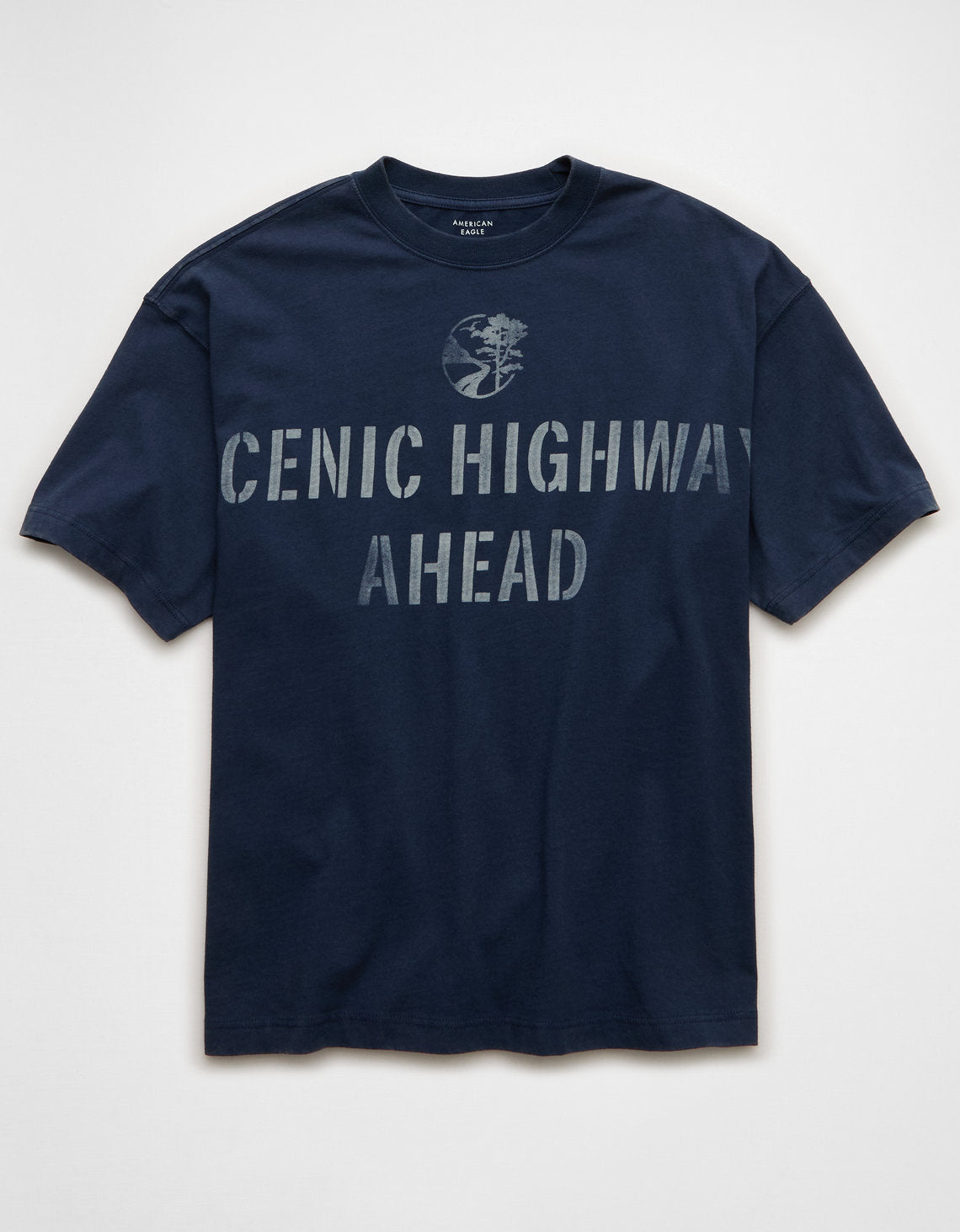 Camiseta Gráfica de Destino Boxy Ae - Naval 0181_5690_410_f