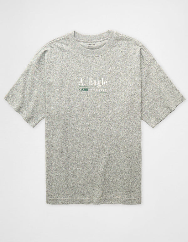 Camiseta Oversized Gráfica con Logo Ae - Gris