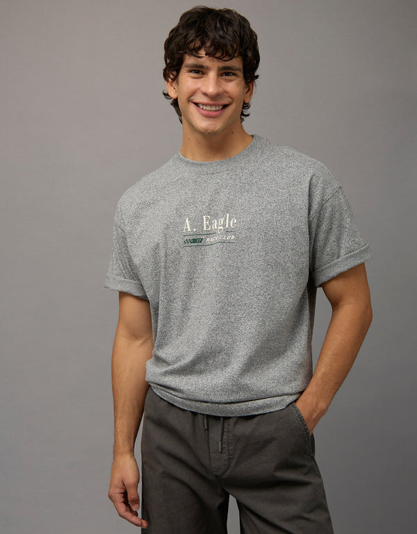 Camiseta Oversized Gráfica con Logo Ae - Gris