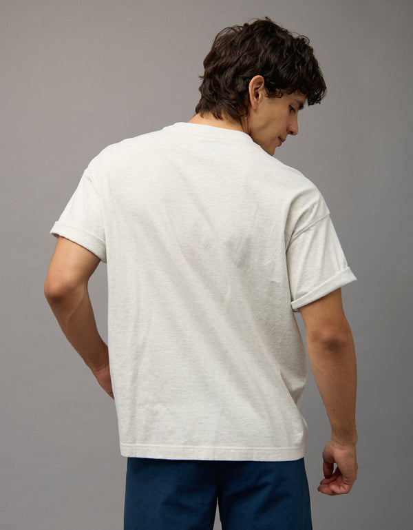Camiseta Oversized Gráfica con Logo Ae - Gris