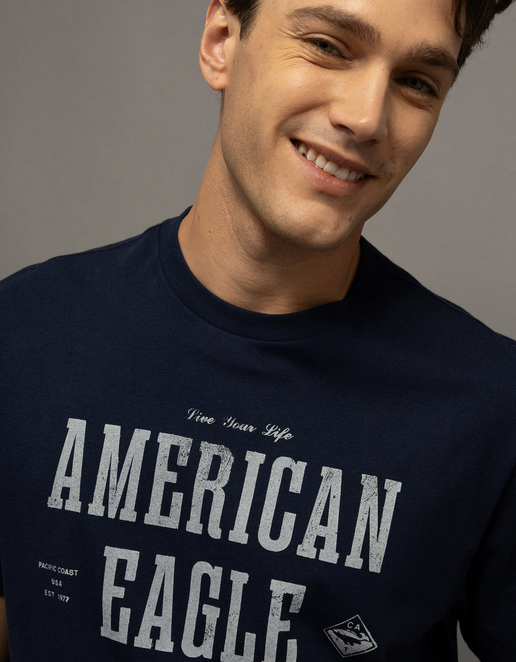 Camiseta Gráfica con Logo Ae - Azul 0181_5726_410_d1