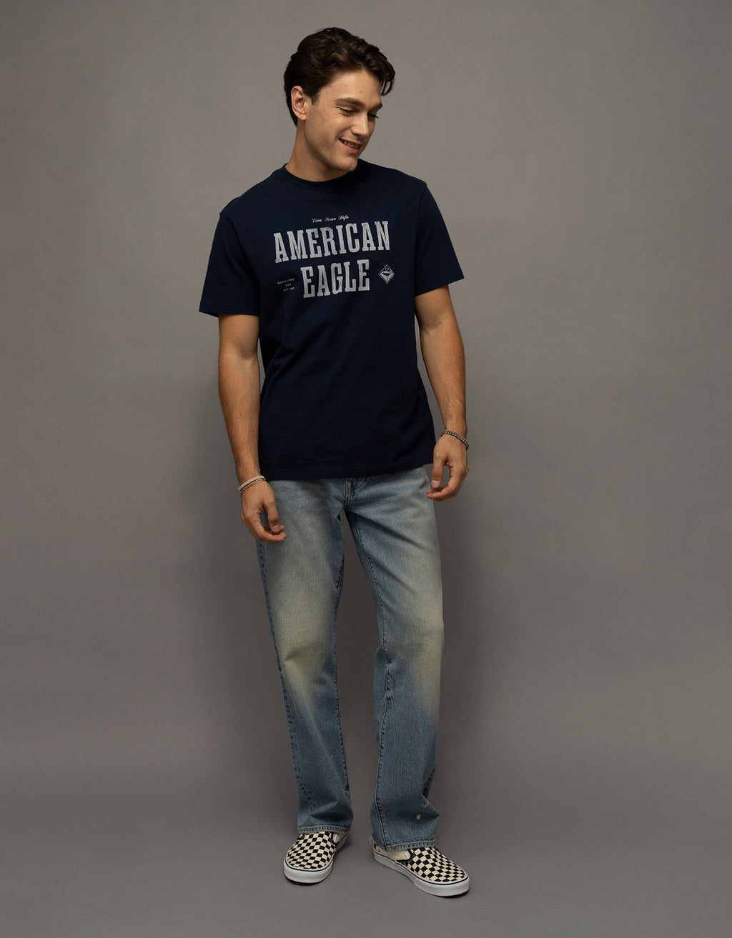 Camiseta Gráfica con Logo Ae - Azul 0181_5726_410_of