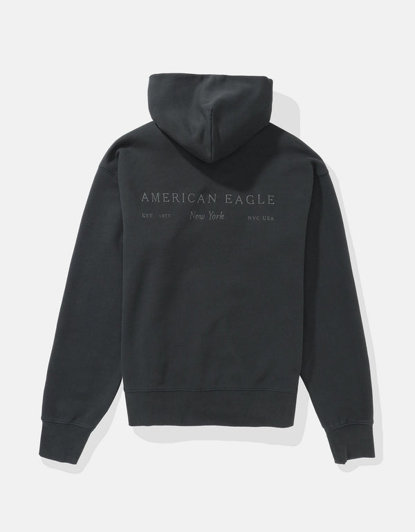 Sudadera con capucha de lujo relajado y pesado Ae - Negro