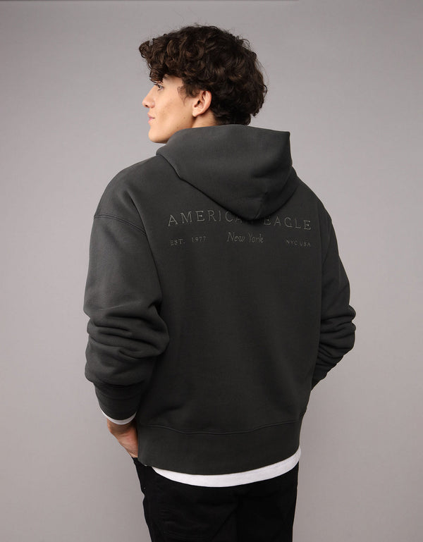 Sudadera con capucha de lujo relajado y pesado Ae - Negro