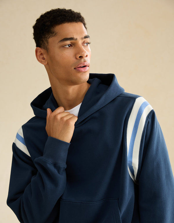 Sudadera con capucha de lujo relajado y pesado Ae - Azul