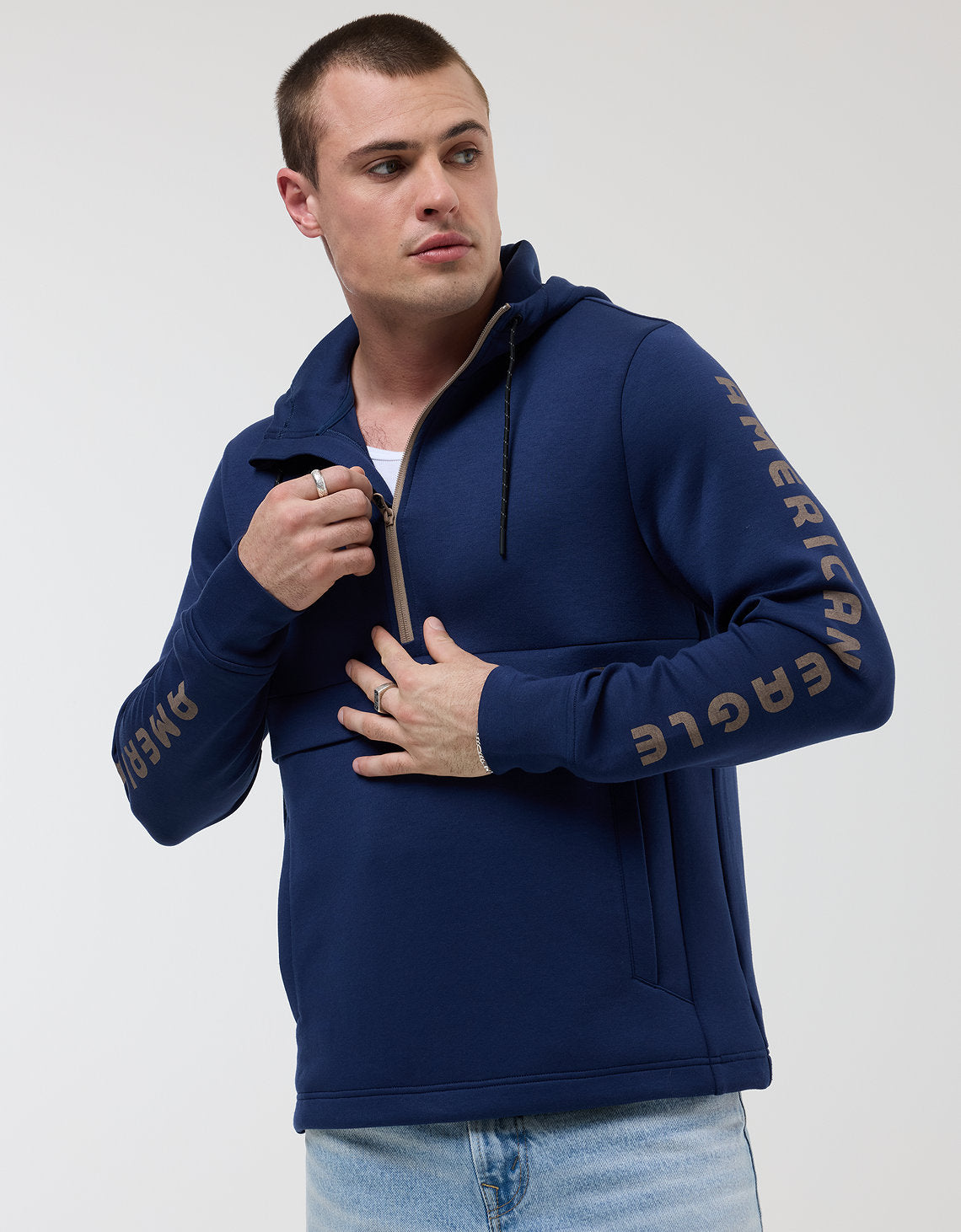 Buzo AE con capucha manga larga con estampados para hombre - Azul 0195_2284_405_d2