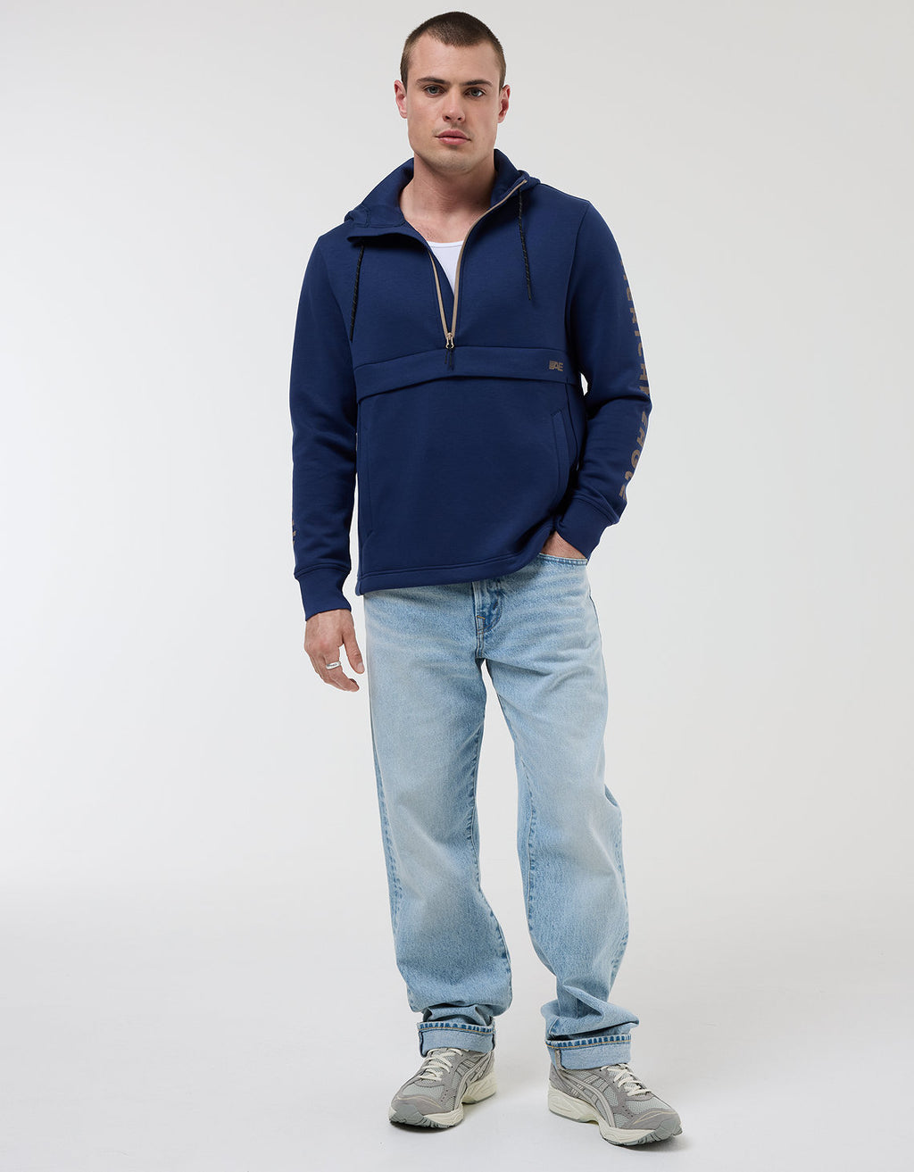 Buzo AE con capucha manga larga con estampados para hombre - Azul 0195_2284_405_of