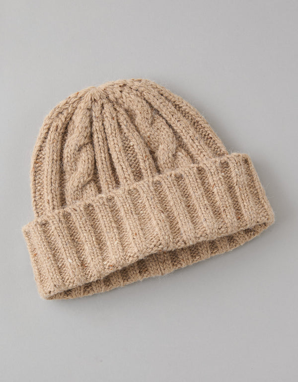 Gorro de Punto Grueso con Trenzas Ae - Caqui