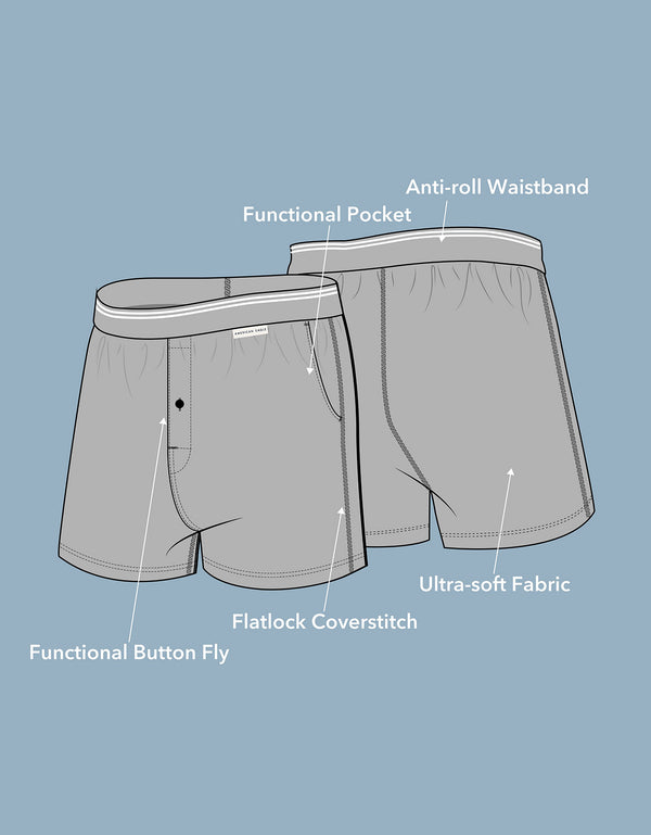 Boxer clásico de popelina con bolsillo para hombre Aeo - Azul