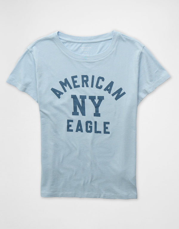 Camiseta Gráfica de Marca Ae - Azul