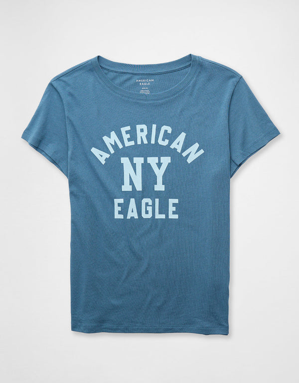 Camiseta Gráfica de Marca Ae - Azul