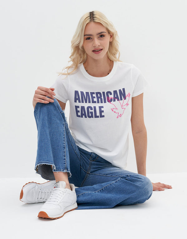 Camiseta AE gráfica con corte ajustado - Blanco