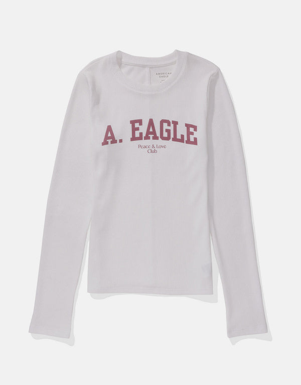 Camiseta AE gráfica con corte ajustado manga larga - Blanco