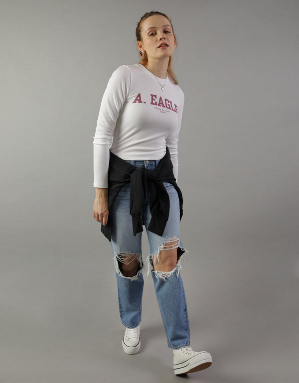 Camiseta AE gráfica con corte ajustado manga larga - Blanco