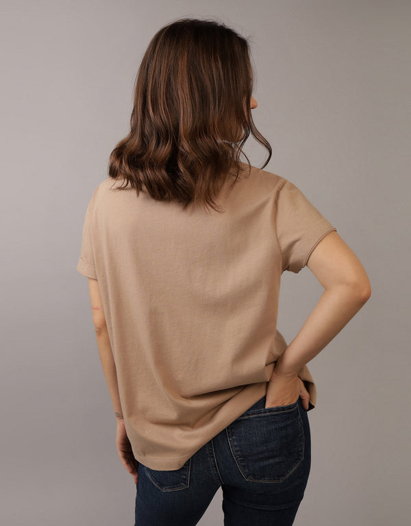 Camiseta con Gráfico Manga Corta Mujer AE - Café