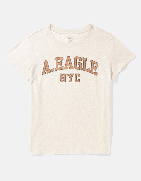 Camiseta con Gráfico Manga Corta Mujer AE - Beige