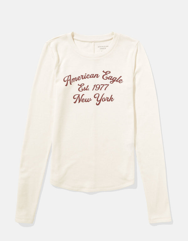 Camiseta cuello redondo Manga Larga con gráfico Mujer AE - Generico