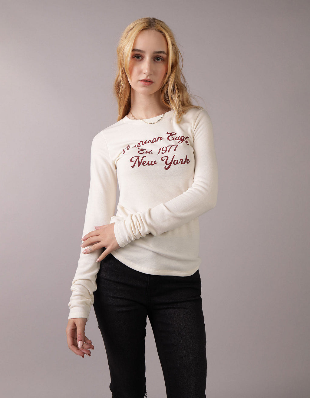 Camiseta cuello redondo Manga Larga con gráfico Mujer AE - Generico 0300_9751_106_of