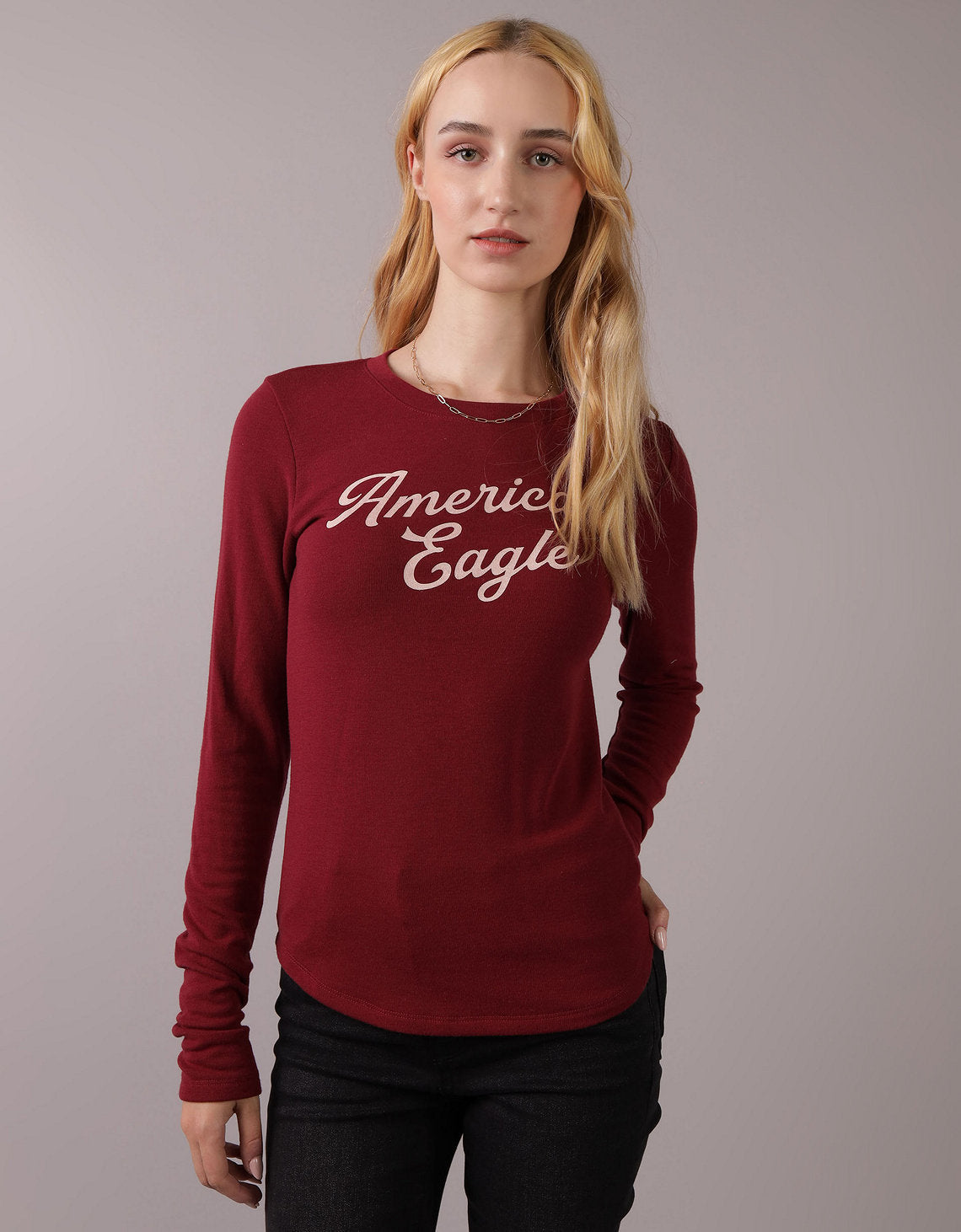Camiseta cuello redondo Manga Larga con gráfico Mujer AE - Generico 0300_9751_613_of