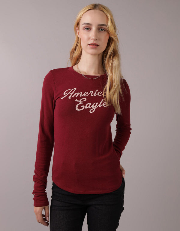 Camiseta cuello redondo Manga Larga con gráfico Mujer AE - Generico