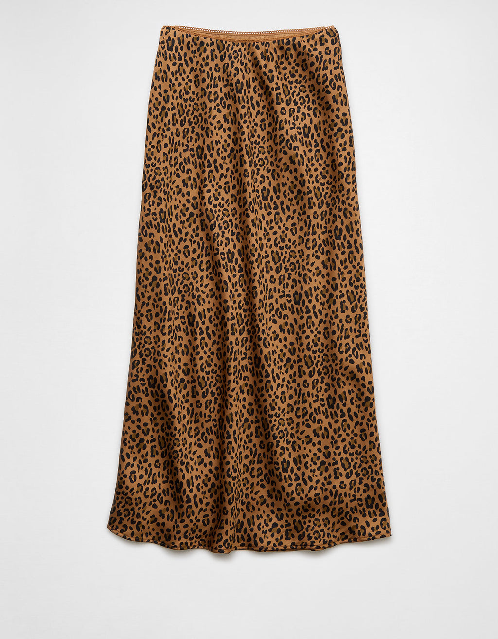 Falda Midi de Satin Tiro Alto Ae - Café 0312_4976_200_f
