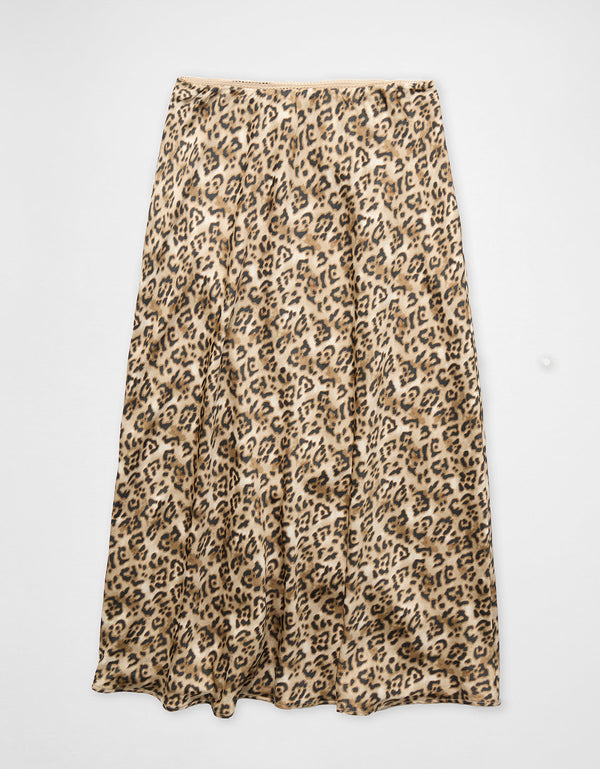 Falda Midi de Satin Tiro Alto Ae - Multicolor