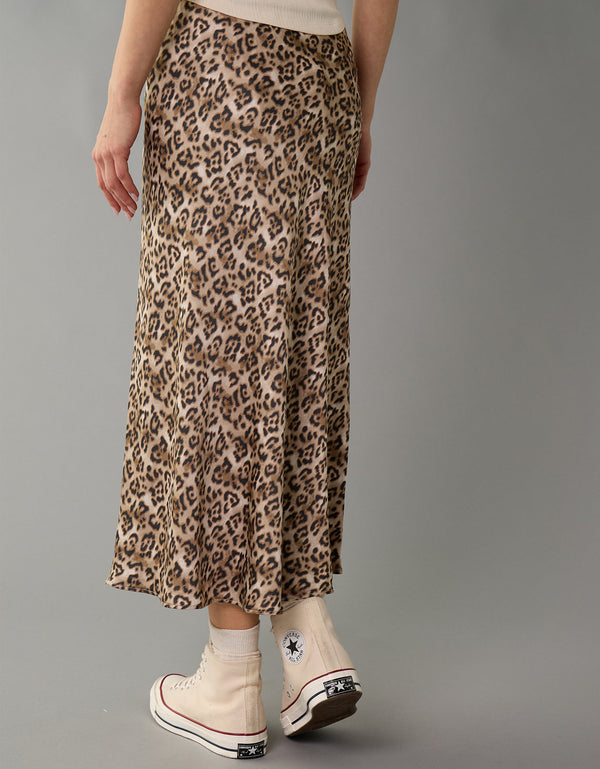 Falda Midi de Satin Tiro Alto Ae - Multicolor