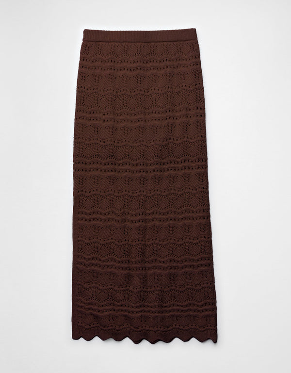 Falda Maxi de Crochet de Tiro Medio Ae Sunchaser - Café