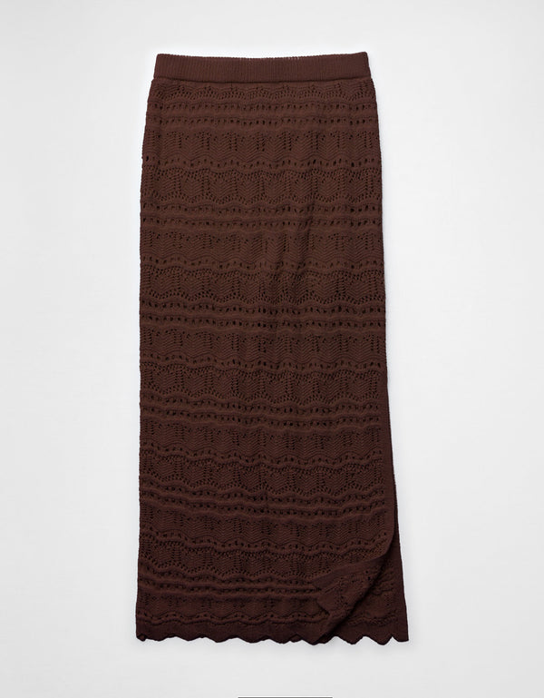 Falda Maxi de Crochet de Tiro Medio Ae Sunchaser - Café