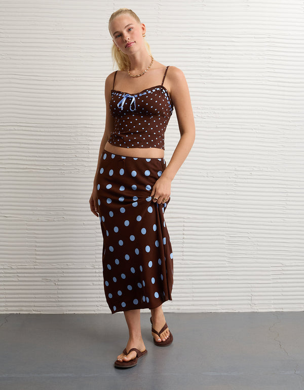 Falda midi de tiro bajo de Ae - Café