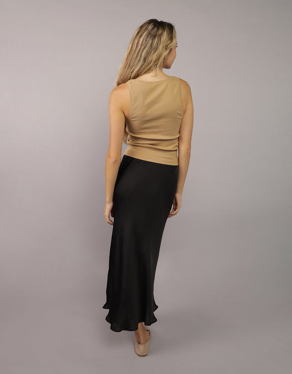 Falda midi de tiro alto Ae con abertura - Negro